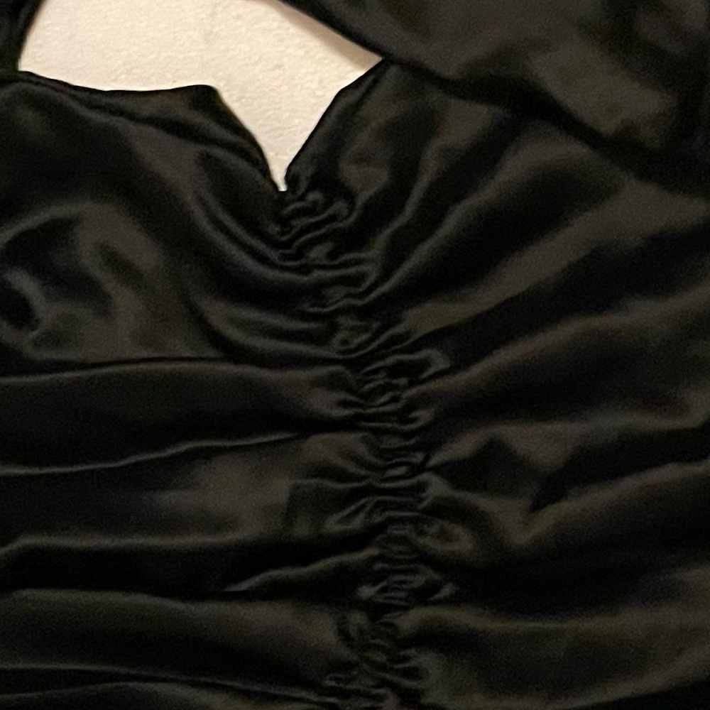 Black Rayon Blouse With Draw String Underneath Br… - image 7